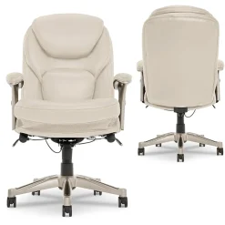 Serta Claremont Ergonomic Faux Leather Swivel Executive Chair with Back in Motion Technology, Ivory (44186C)