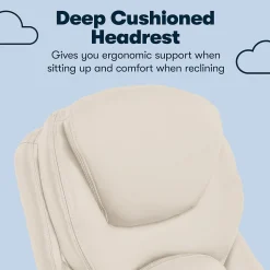 Serta Claremont Ergonomic Faux Leather Swivel Executive Chair with Back in Motion Technology, Ivory (44186C)