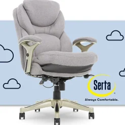 Serta Claremont Ergonomic Fabric Swivel Executive Chair with Back in Motion Technology, Light Gray (44186D)