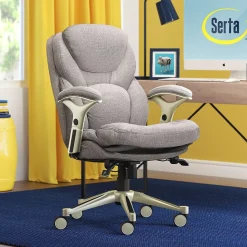 Serta Claremont Ergonomic Fabric Swivel Executive Chair with Back in Motion Technology, Light Gray (44186D)
