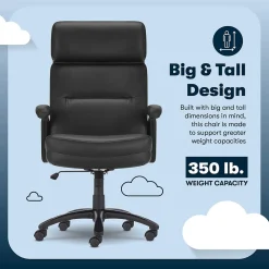 Serta Comfort Big & Tall Ergonomic Bonded Leather Swivel Executive Chair, Black (CHR10131A)