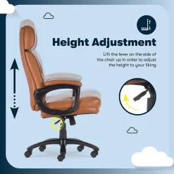 Serta Comfort Big & Tall Ergonomic Bonded Leather Swivel Executive Chair, Cognac (CHR10131D)