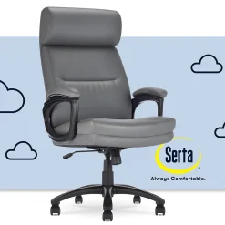 Serta Comfort Big & Tall Ergonomic Bonded Leather Swivel Executive Chair, Gray (CHR10131C)