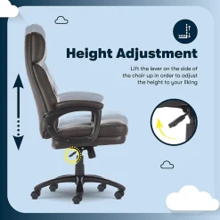 Serta Comfort Big & Tall Ergonomic Bonded Leather Swivel Executive Office Chair, Brown (CHR10131B)