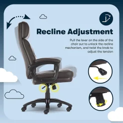 Serta Comfort Big & Tall Ergonomic Bonded Leather Swivel Executive Office Chair, Brown (CHR10131B)