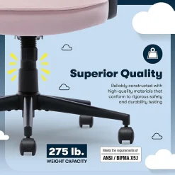 Serta Comfort Classic Ergonomic Velvet Fabric Swivel Executive Chair, Pink (CCHR10005C)