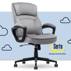 Serta Comfort Classic Ergonomic Velvet Fabric Swivel Executive Chair, Gray (CCHR10005A)