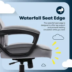 Serta Comfort Classic Ergonomic Velvet Fabric Swivel Executive Chair, Gray (CCHR10005A)