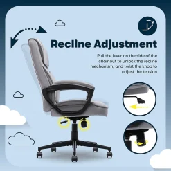 Serta Comfort Classic Ergonomic Velvet Fabric Swivel Executive Chair, Gray (CCHR10005A)