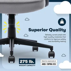 Serta Comfort Classic Ergonomic Velvet Fabric Swivel Executive Chair, Gray (CCHR10005A)