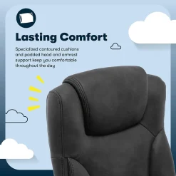 Serta Comfort Eco Ergonomic Velvet Fabric Swivel Executive Chair, Light Black (CCHR10006B)