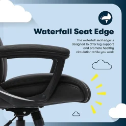 Serta Comfort Eco Ergonomic Velvet Fabric Swivel Executive Chair, Light Black (CCHR10006B)