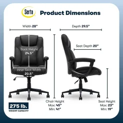 Serta Comfort Eco Ergonomic Velvet Fabric Swivel Executive Chair, Light Black (CCHR10006B)