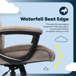 Serta Comfort Eco Ergonomic Velvet Fabric Swivel Executive Chair, Light Brown (CCHR10006C)