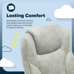 Serta Comfort Eco Ergonomic Velvet Fabric Swivel Executive Chair, Light Grey (CCHR10006A)