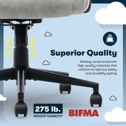 Serta Comfort Eco Ergonomic Velvet Fabric Swivel Executive Chair, Light Grey (CCHR10006A)