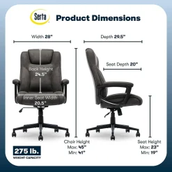 Serta Comfort Eco Ergonomic Velvet Fabric Swivel Executive Chair, Brown (CCHR10006D)
