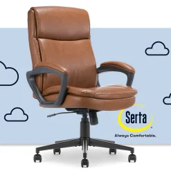 Serta Comfort Ergo Ergonomic Bonded Leather Swivel Executive Chair, Cognac (CCHR10016A)