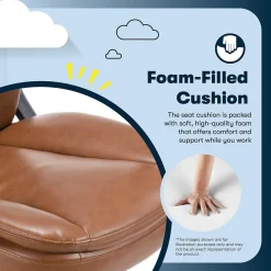 Serta Comfort Ergo Ergonomic Bonded Leather Swivel Executive Chair, Cognac (CCHR10016A)