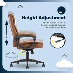 Serta Comfort Ergo Ergonomic Bonded Leather Swivel Executive Chair, Cognac (CCHR10016A)