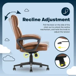 Serta Comfort Ergo Ergonomic Bonded Leather Swivel Executive Chair, Cognac (CCHR10016A)