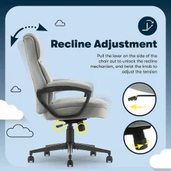 Serta Comfort Ergo Ergonomic Velvet Fabric Swivel Executive Chair, Gray (CCHR10016C)