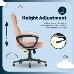 Serta Comfort Ergo Ergonomic Velvet Fabric Swivel Executive Chair, Pink (CCHR10016D)