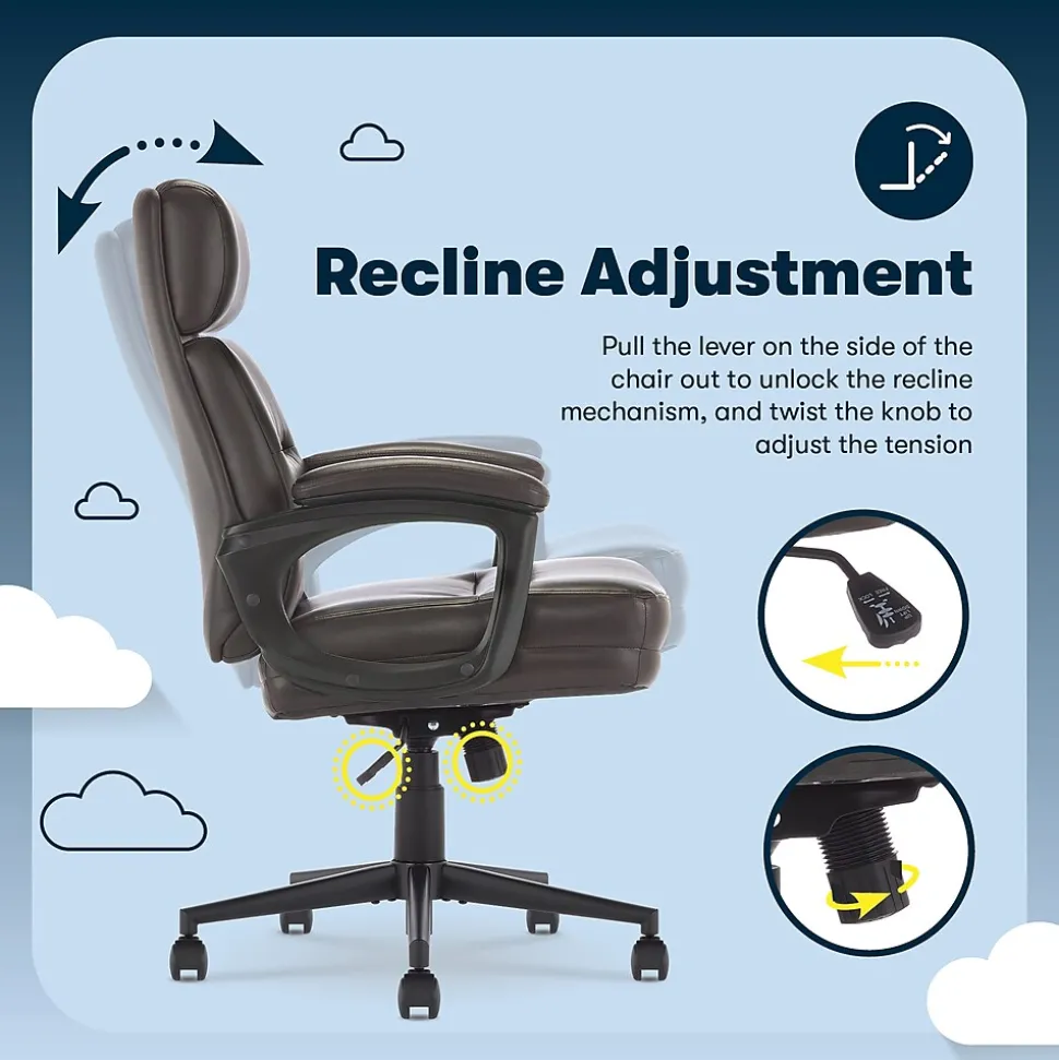 Serta Comfort Ergonomic Bonded Leather Swivel Executive Chair, Brown (CHR10130B)