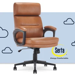 Serta Comfort Ergonomic Bonded Leather Swivel Executive Chair, Cognac (CHR10130D)