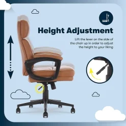 Serta Comfort Ergonomic Bonded Leather Swivel Executive Chair, Cognac (CHR10130D)