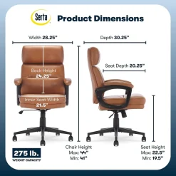 Serta Comfort Ergonomic Bonded Leather Swivel Executive Chair, Cognac (CHR10130D)