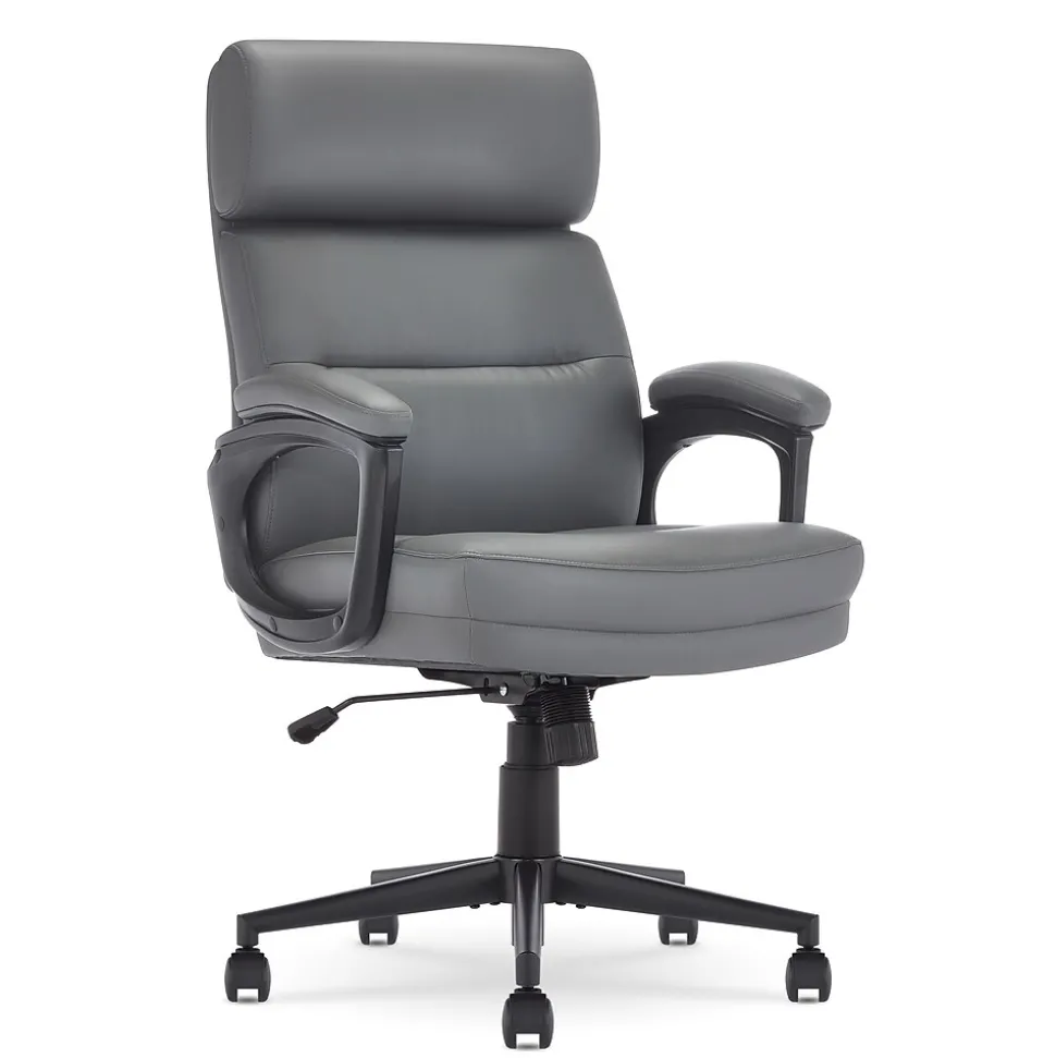 Serta Comfort Ergonomic Bonded Leather Swivel Executive Chair, Gray (CHR10130C)