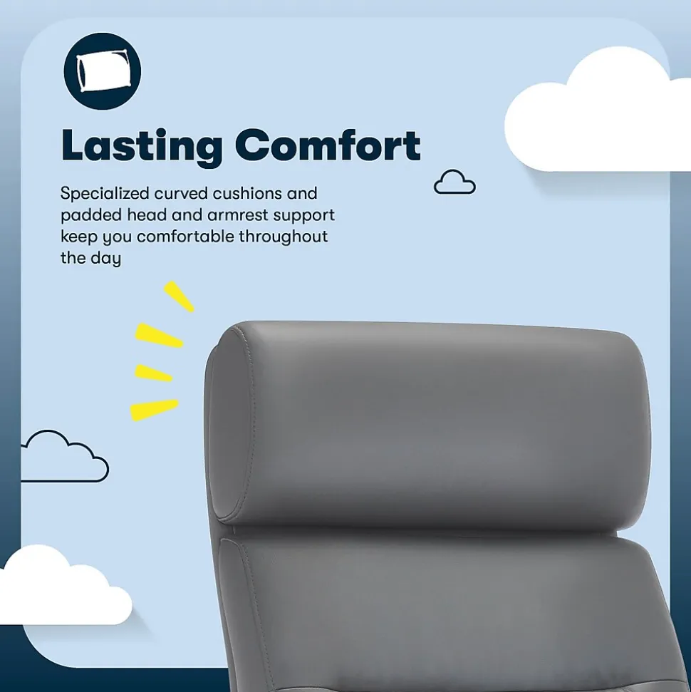 Serta Comfort Ergonomic Bonded Leather Swivel Executive Chair, Gray (CHR10130C)