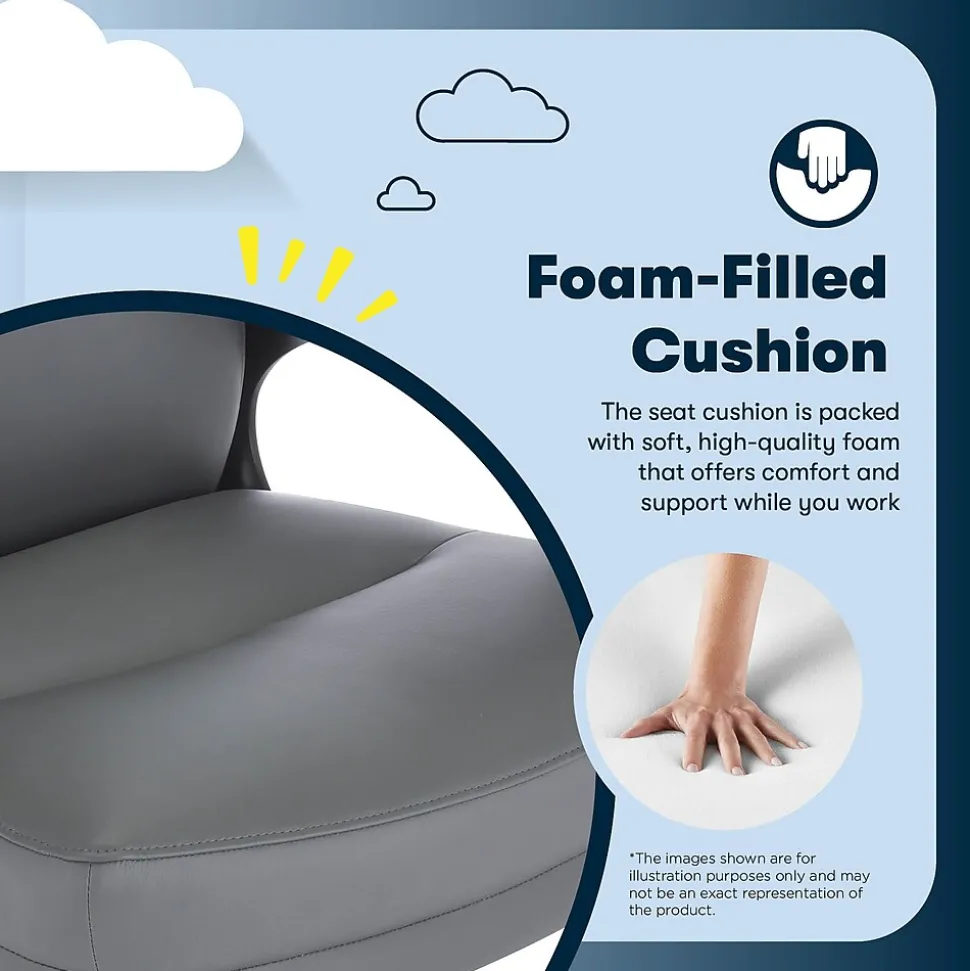 Serta Comfort Ergonomic Bonded Leather Swivel Executive Chair, Gray (CHR10130C)