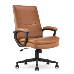 Serta Comfort Modern Ergonomic Bonded Leather Swivel Executive Chair, Cognac (CHR10132D)