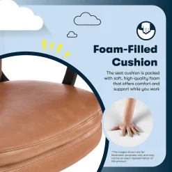 Serta Comfort Modern Ergonomic Bonded Leather Swivel Executive Chair, Cognac (CHR10132D)