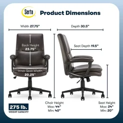 Serta Comfort Modern Ergonomic Bonded Leather Swivel Executive Chair, Brown (CHR10132B)