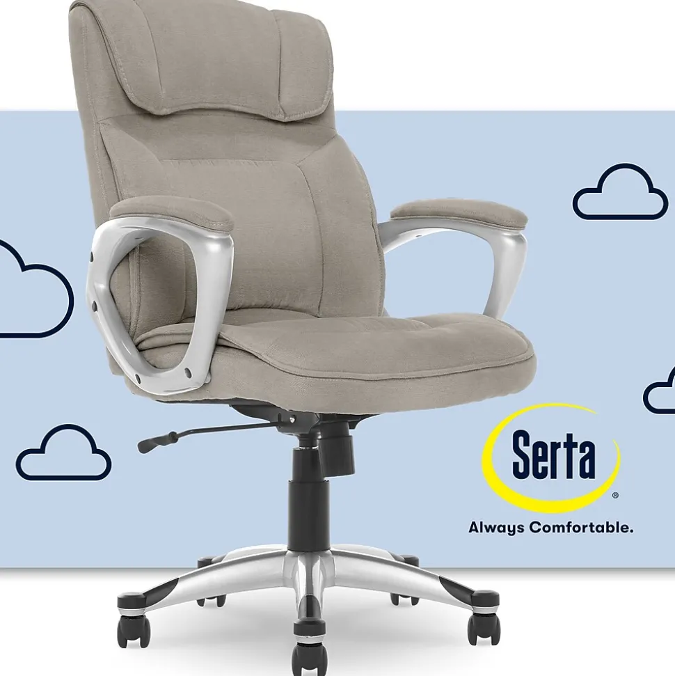 Serta Cyrus Ergonomic Fabric Swivel Executive Chair, Glacial Gray (47910)