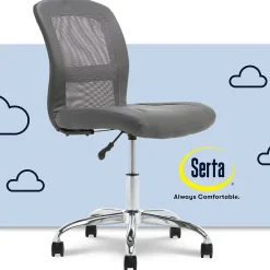 Serta Essentials Armless Ergonomic Bonded Leather/Mesh Swivel Task Chair, Gray (48740A)