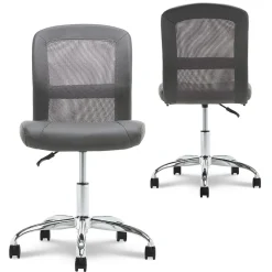 Serta Essentials Armless Ergonomic Bonded Leather/Mesh Swivel Task Chair, Gray (48740A)