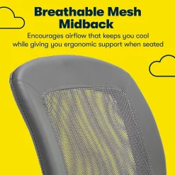 Serta Essentials Armless Ergonomic Bonded Leather/Mesh Swivel Task Chair, Gray (48740A)