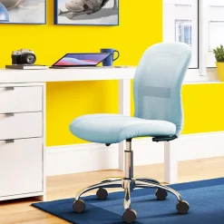 Serta Essentials Armless Ergonomic Bonded Leather/Mesh Swivel Task Chair, Blue (48740D)