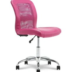Serta Essentials Armless Ergonomic Bonded Leather/Mesh Swivel Task Chair, Pink (48740E)