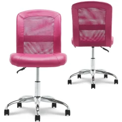 Serta Essentials Armless Ergonomic Bonded Leather/Mesh Swivel Task Chair, Pink (48740E)