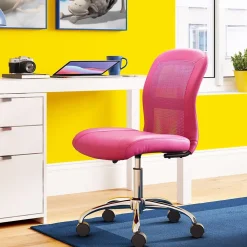 Serta Essentials Armless Ergonomic Bonded Leather/Mesh Swivel Task Chair, Pink (48740E)