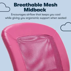 Serta Essentials Armless Ergonomic Bonded Leather/Mesh Swivel Task Chair, Pink (48740E)