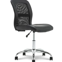 Serta Essentials Armless Ergonomic Bonded Leather/Mesh Swivel Task Chair, Black (48740)