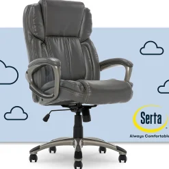 Serta Garret Ergonomic Bonded Leather Swivel Executive Chair, Harvard Gray (CHR200113)