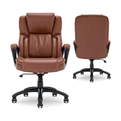 Serta Garret Ergonomic Bonded Leather Swivel Executive Chair, Cognac (43520D)