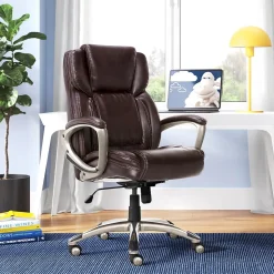 Serta Garret Ergonomic Bonded Leather Swivel Executive Chair, Biscuit Brown (CHR200090)